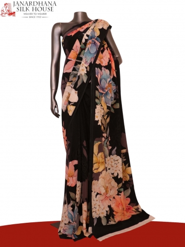 Floral  Pure Crepe Silk Saree